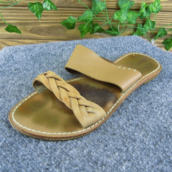 Soludos Women Slide Sandal Shoes Brown Leather Size 9‎ Medium - Picture 1 of 12